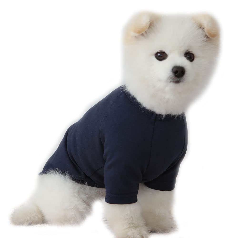 Lucky Petter Dog Shirt For Small Dogs Plain T-Shirts Soft Breathable Dog Cotton Shirt Pet Clothes (Large, Navy)