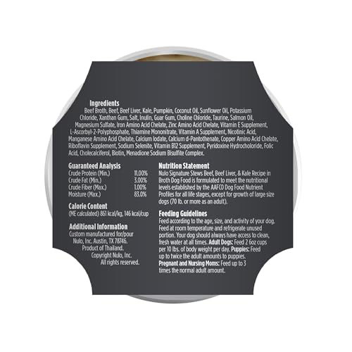 Nulo Dog Signature Stew Beef, Beef Liver, & Kale in Broth, 16 x 6 oz Cup
