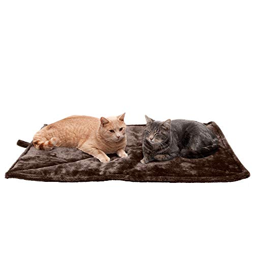 Furhaven Thermanap Self-Warming Cat Bed For Indoor Cats & Large/Medium Dogs, Washable & Reflects Body Heat - Quilted Faux Fur Reflective Bed Mat - Espresso, Large