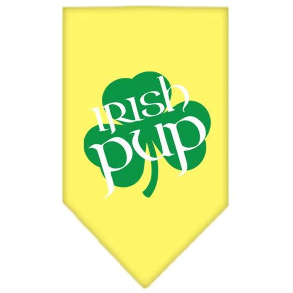 Pet and Dog Bandana Screen Printed, &quot;Irish Pup&quot; Yellow Large