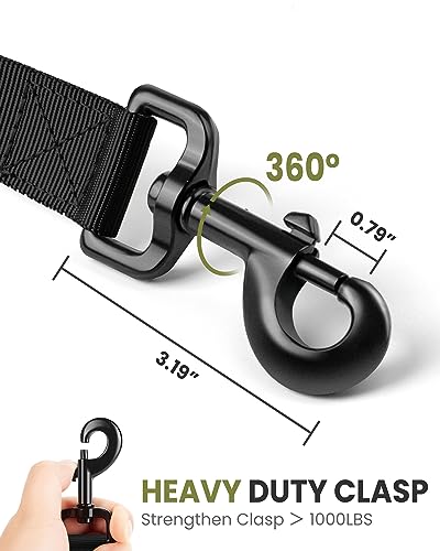 Outdoormaster Bungee Dog Leash, Heavy Duty Dog Leash With Shock Absorption, 2 Padded Handles Training Leash, Improved Dog Safety And Comfort - Black Upgraded, 4 Ft