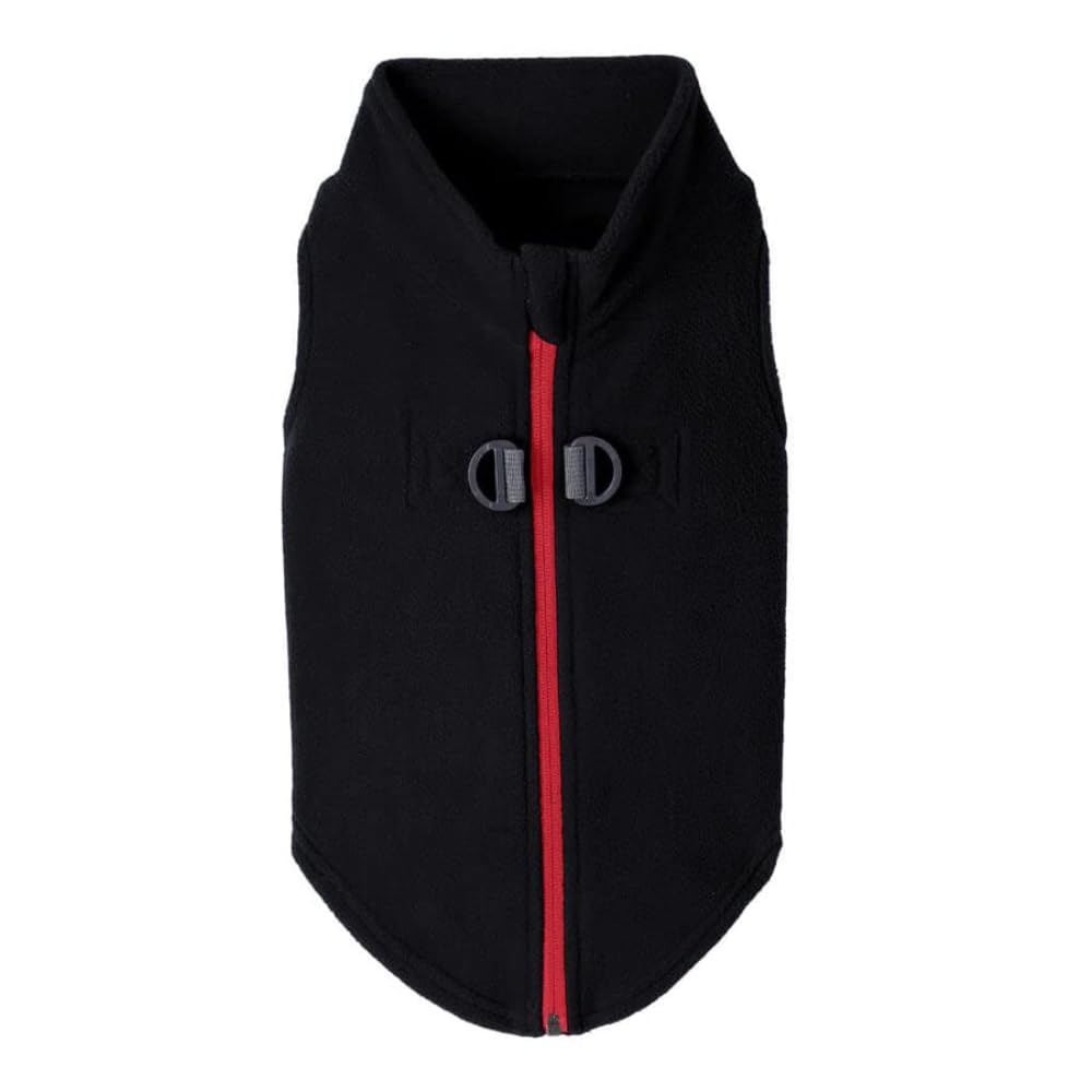 Gooby Zip Up Fleece Dog Sweater - Black, Medium - Warm Pullover Fleece Step-In Dog Jacket With Dual D Ring Leash - Winter Small Dog Sweater - Dog Clothes For Small Dogs Boy And Medium Dogs