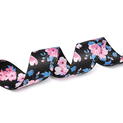 Suredoo Adjustable Dog Collar With Patterns, Ultra Comfy Soft Nylon Breathable Pet Collar For Small Medium Large Dogs (M, Pink Blue Flower)