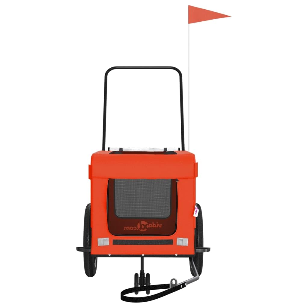 Vidaxl Pet Bike Trailer & Carrier With Iron Frame, Oxford Fabric And Pvc Cover - Versatile And Durable In Orange And Black