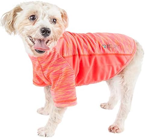 Pet Life  Active Warf Speed Heathered Ultrastretch Sporty Performance Dog Tshirt, Neon Orange Heather With Pink  Xlarge