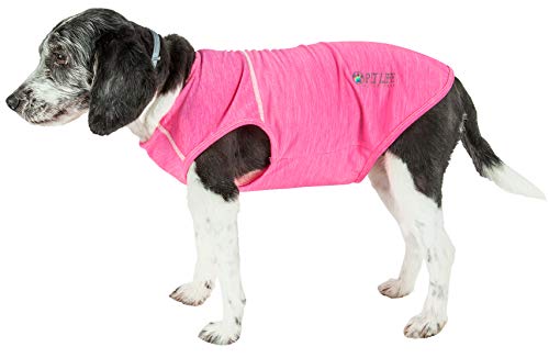 Pet Life Active Aero-Pawlse Heathered Quick-Dry And 4-Way Stretch-Performance Dog Tank Top T-Shirt, X-Small, Pink