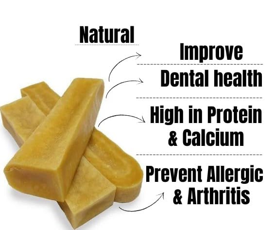Pets Plus Himalayan Yak Chews for Dogs - 6 Inch, Medium Size, 8oz, 3-Pack - Long-Lasting Natural Dog Chews, Grain-Free, Odorless