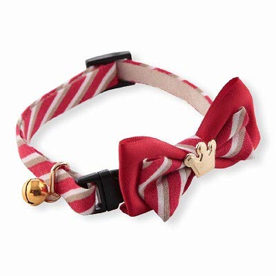 Necoichi Regal Crown Cat Collar (Red) With Bell Safety Breakaway Soft Lightweight For Cats Kitty Kitten Japanese Stylish Pattern, No.1 Seller In Japan