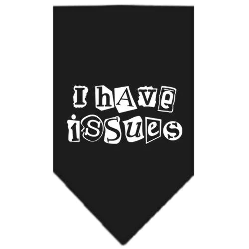 Pet and Dog Bandana Screen Printed, &quot;I Have Issues&quot; Black Small