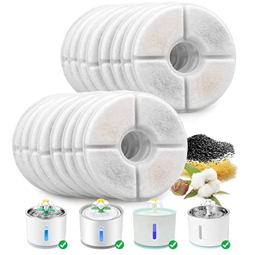 Vindox Cat Water Fountain Filters,16 Pack Pet Fountain Replacement Filters/Cat Fountain Filter For 81Oz/2.4L Flower Cap Cat Foun