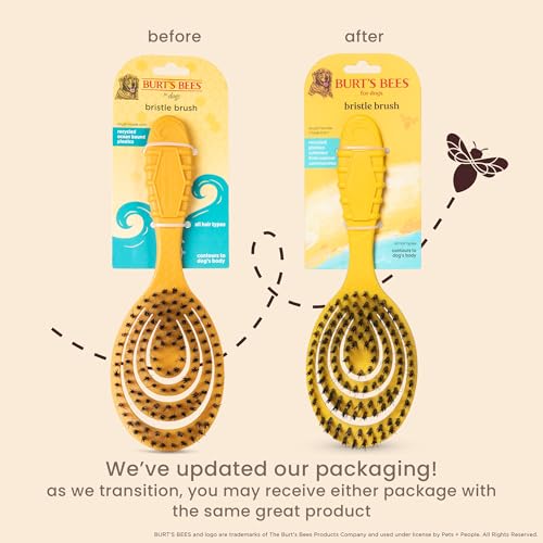 Burt'S Bees For Pets Bristle Brush With Natural Boars Hair & Nylon With Handle Made From Recycled Plastics Collected From Coastal Communities | De-Shedding Dog Brush | Eco Friendly Dog Grooming Brush