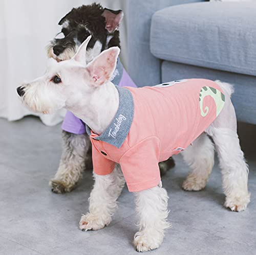 Touchdog ® 'Arubark' Dog T-Shirt - Caribbean Style Dog Polo Pet T-Shirt with Accented Collar - Summer Dog Clothes or Dog Shirts Featuring Accented Embroidery and Lizzard Print