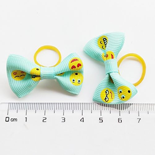 Chenkou Craft 40Pcs/20Pairs New Dog Hair Bows With Rubber Band Pet Grooming Products Mix Colors Varies Patterns Pet Hair Bows Dog Little Puppy Accessories (Bow With Rubber Band)
