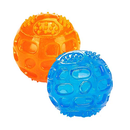 Aceone Dog Squeaky Ball, Pet Squeak Chew Bouncy Rubber Toy Balls For Small Large Dogs Indestructible Exercise Training Playing