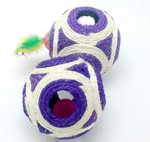 Bohobark Cat Scratching/Chewing Ball Toy With Tinkle Sound Bell Inside The Ball (Diameter5 Inches)  Color May Vary