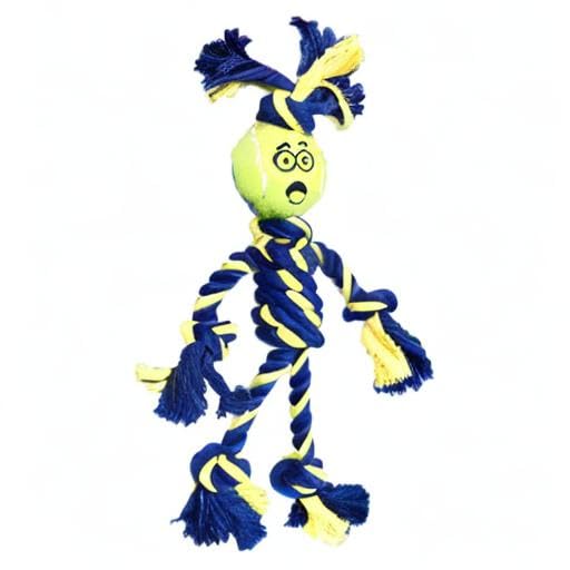 Petsport Twisted Chews Extremely Durable Rope Tug Dog Toys Great For Heavy Chewers And Teething Puppies (Mini Braided Rope Rasta Man W/1.5?Tennis Ball)