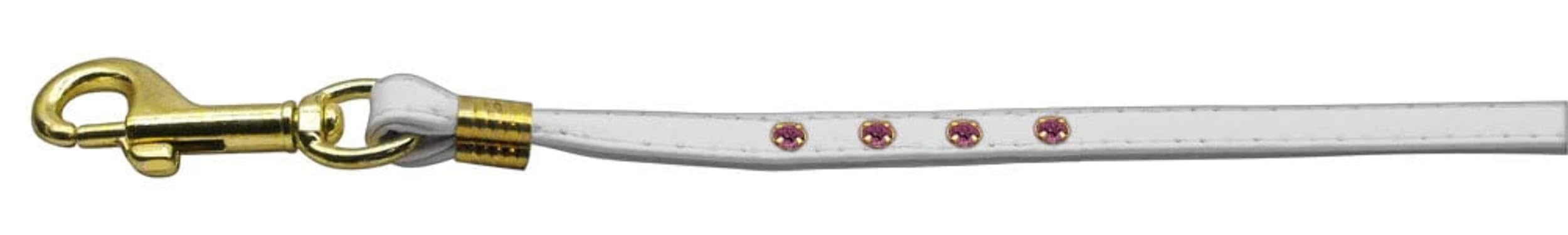 Dog, Puppy & Pet Leash, Colored Crystal Rhinestones Pink W/Pink Stones Silver
