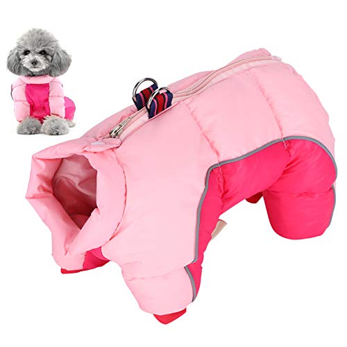 Winter Warm Dog Clothes Windproof Jacket Puppy 4 Four Legs Snowsuit Doggie Apparel Outfits Pink(10#)