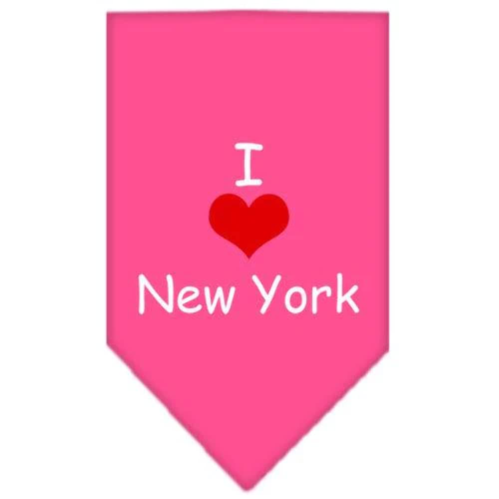Pet and Dog Bandana Screen Printed, &quot;I Heart NY&quot; Navy Blue Large