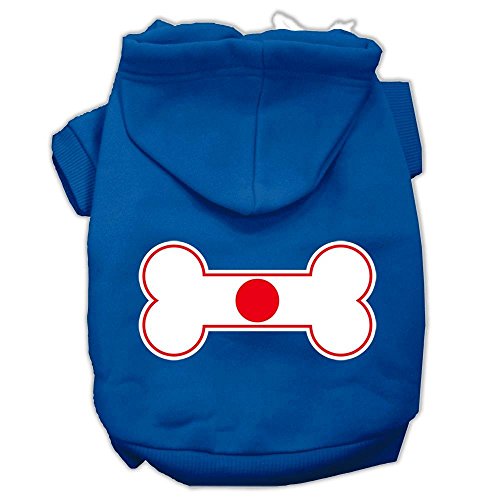 Pet, Dog & Cat Hoodie Screen Printed, Bone Flag Japan Blue MD (6-10 lbs.)