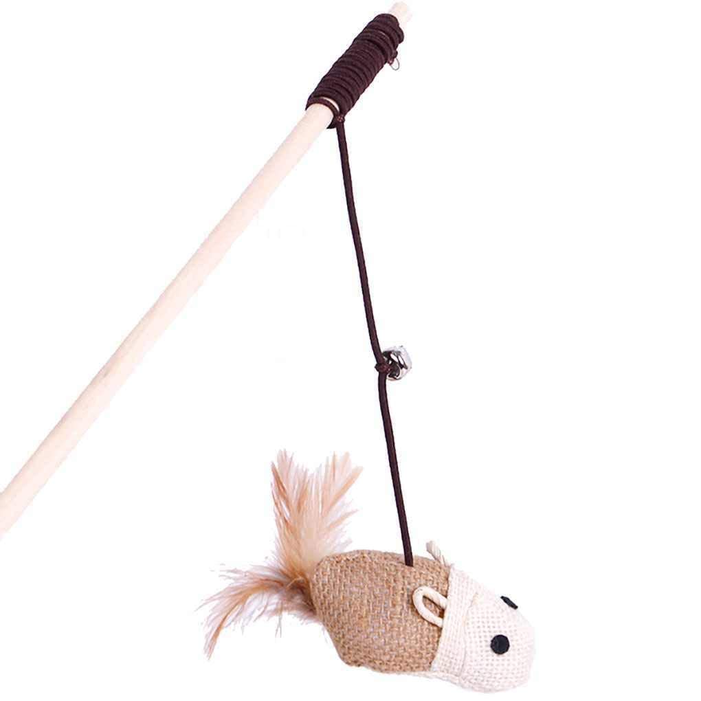 Pet Believe Cat Teaser Playing Stick Feather Interactive Toy Design May Vary.