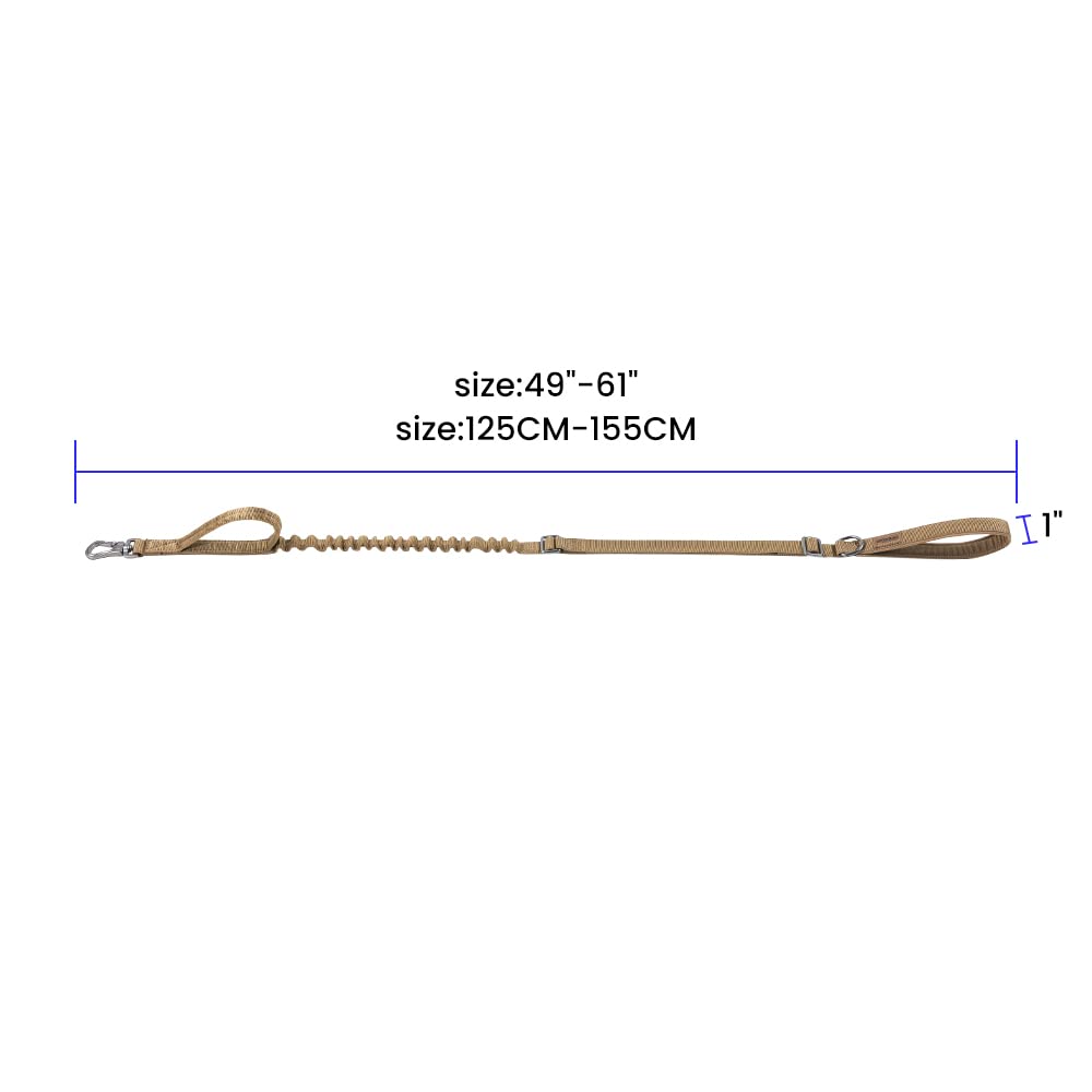 Excellent Elite Spanker Tactical Dog Leash Heavy Duty 5-6Ft Adjustable No Pull Military Bungee Dog Leash Elastic Leads Rope With 2 Padded Control Handle For Medium Large X-Large Dogs(Coyote Brown)