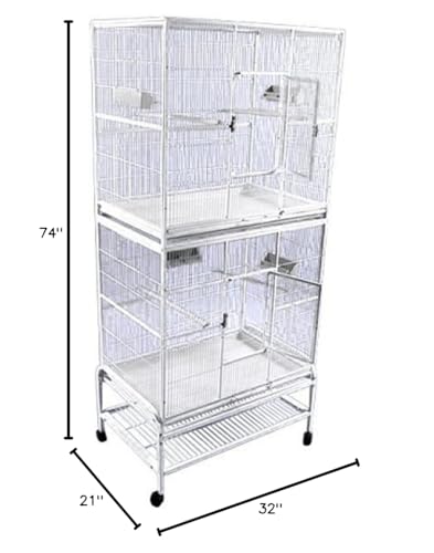 A&E Cage Co. Double Stack Flight Cage, 32'X21',White, 13221-2 White