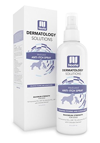 Nootie Anti Itch Dog Spray With Pramoxine Hcl 1% Lidocaine Hcl 1% And Colloidal Oatmeal Recommended By Vets For Anti-Itch Skin R