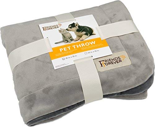 Friends Forever Durable Dog Blanket For Couch Protection, Two Tone Reversible Pet Hair Resistant Blanket For Dogs Cats Bed Kennel Crate Car Seat - Soft Velvet, Warm Fleece, Bailey 53' X 42'