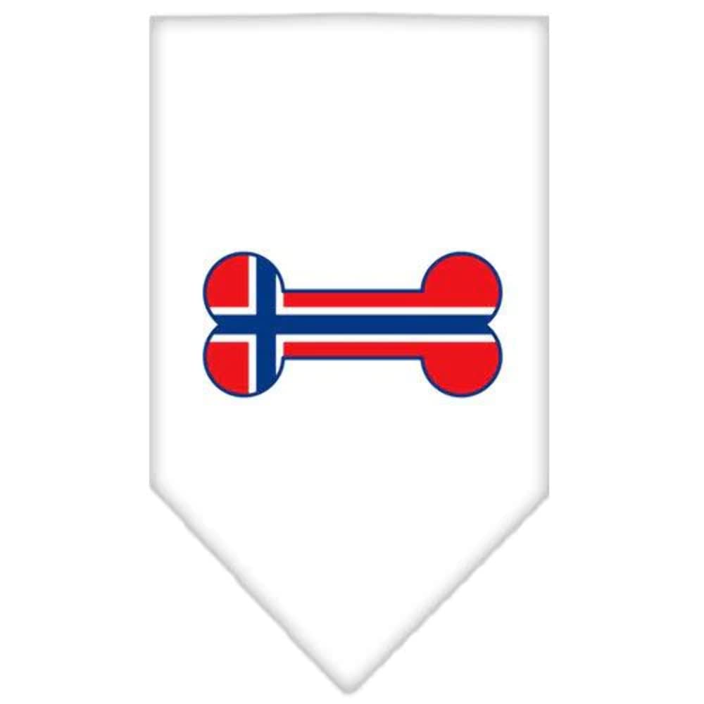 Mirage Pet Products Bone Flag Norway Screen Print Bandana for Pets, Large, White