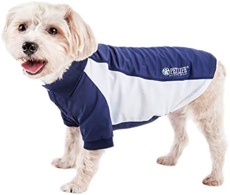 Pet Life  Active Barko Pawlo Relaxstretch Wickproof Performance Dog Polo Tshirt, Navy With White  Medium