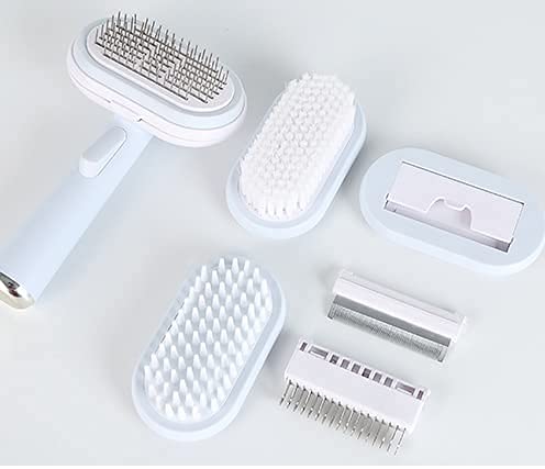 Psk Pet Mart Self Cleaning Hair Fall Control Slicker Brush For Pets, Pet Grooming Kit 5In1 (Pin Brush, Bath & Massage Brush, B