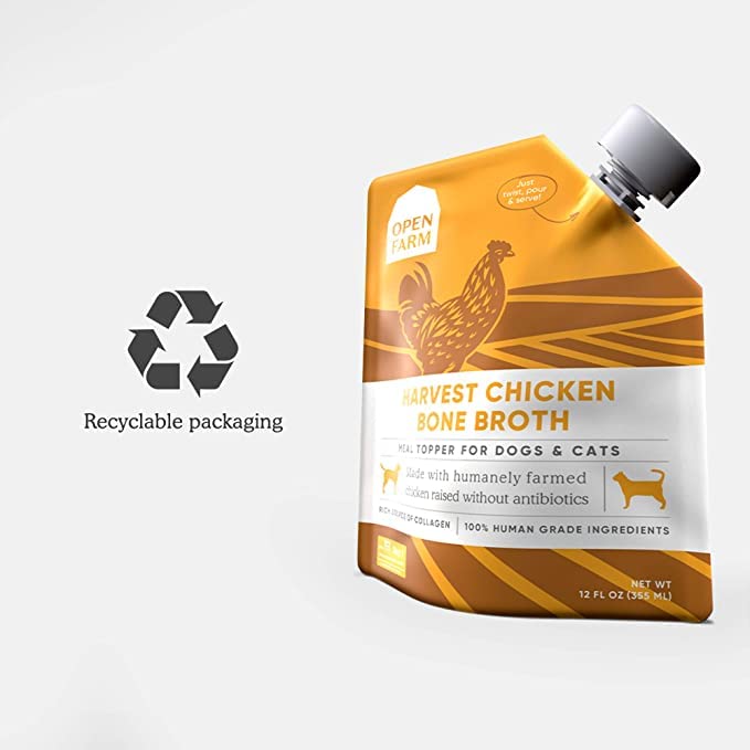 Open Farm Bone Broth, Food Topper for Both Dogs and Cats with Responsibly Sourced Meat and Superfoods Without Artificial Flavors