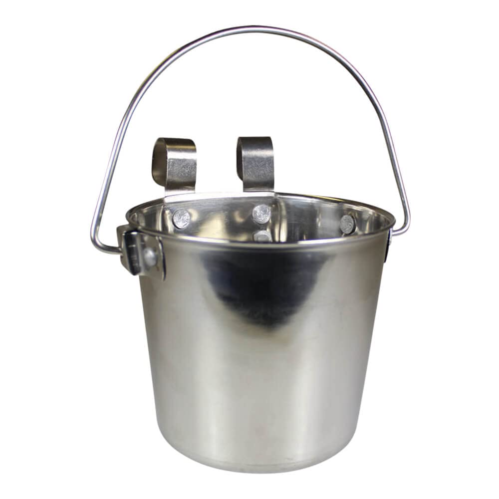 Dog for Dog Flat-Sided Hook-On Pail, 4 Qt, Stainless Steel, Durable Design
