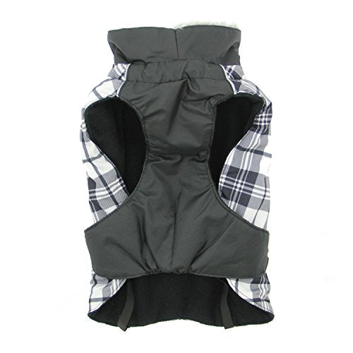 Alpine All-Weather Dog Coat - Black and White Plaid
