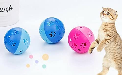 Rvpaws Cat Interactive Bell Ball Toy Hollow Out Round Ball Pet Colorful Playing Toys Pack Of 2 (Color May Vary)