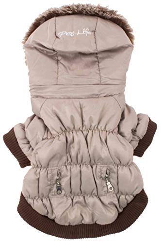 Pet Life Classic Metallic Fashion Pet Dog Coat Jacket Parka W/ 3M Insulation And Removable Hood, X-Large, Metallic Grey