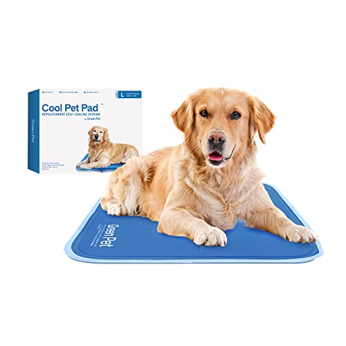 The Green Pet Shop Cool Pet Pad - Large, Blue - Self-Cooling, Pressure Activated Mat For Dogs & Cats From 46-80 Lbs - Non-Toxic Gel, No Water Needed
