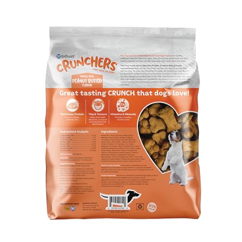 Blue Seal Kent Entrust Crunchers - Small Dog Treats, Peanut Butter Flavor - Crunchy Oven Baked Biscuits with Premium Ingredients