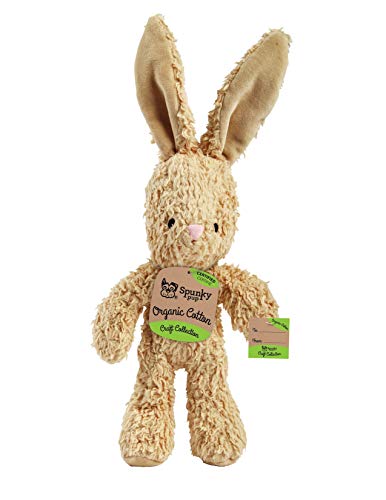 Spunky Pup Organic Cotton Dog Toy | Squeaky Plush Dog Toy | Small Bunny (Color May Slight Vary)