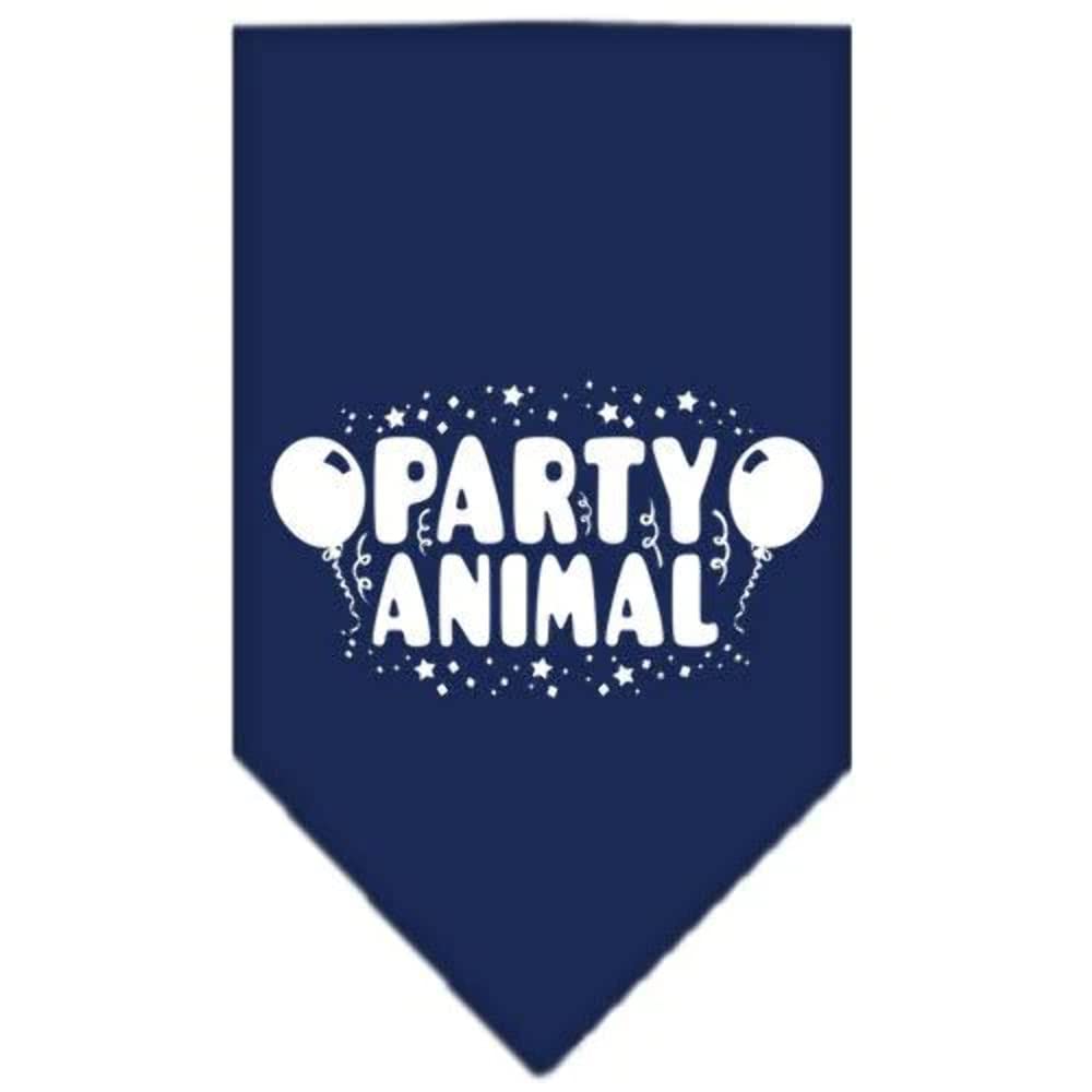 Mirage Pet Products Party Animal Screen Print Bandana for Pets, Large, Navy Blue