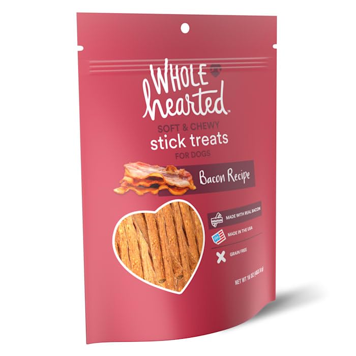 WholeHearted Grain Free Soft and Chewy Bacon Recipe Dog Stick Treats, 16 oz