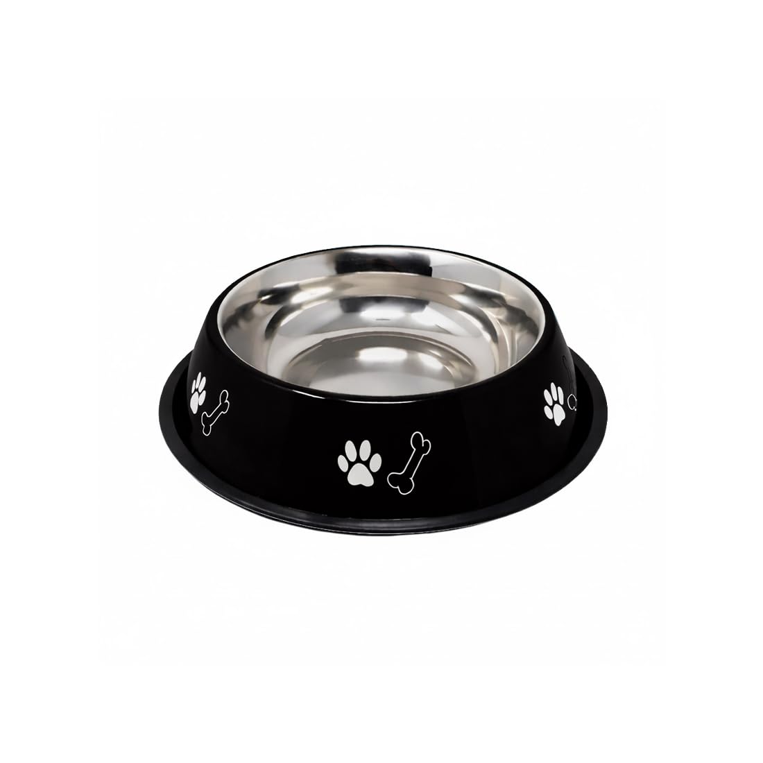 Pet Fun Small Dog Bowl  450Ml Stainless Steel Feeding Bowl With AntiSlip Rubber Base  Cute Paw & Bone Print, Safe For Puppies