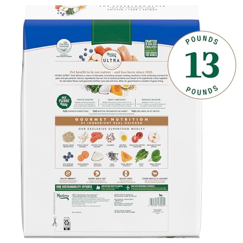 Nutro Ultra Adult Large Breed Dry Dog Food, Chicken, Lamb and Salmon Protein Trio, 13 lb Bag