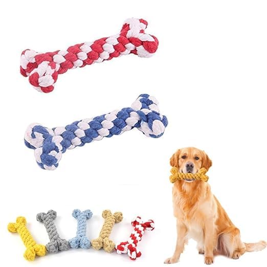 Rvpaws Knotted Rope Dumbbell Shaped Tug Toy | Chew Toy For Teething Puppy & Adult Dog | Dog Rope Toy Chew Toy For Teething Puppy