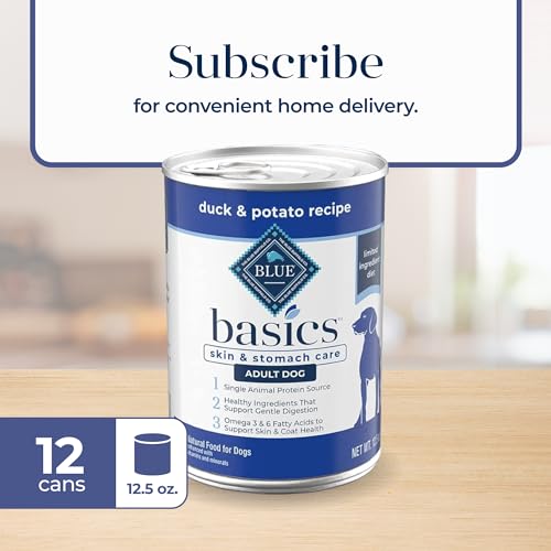Blue Buffalo Basics Adult Grain-Free Wet Dog Food for Skin & Stomach Care, Limited Ingredient Diet, Duck & Potato Recipe, 12.5-o