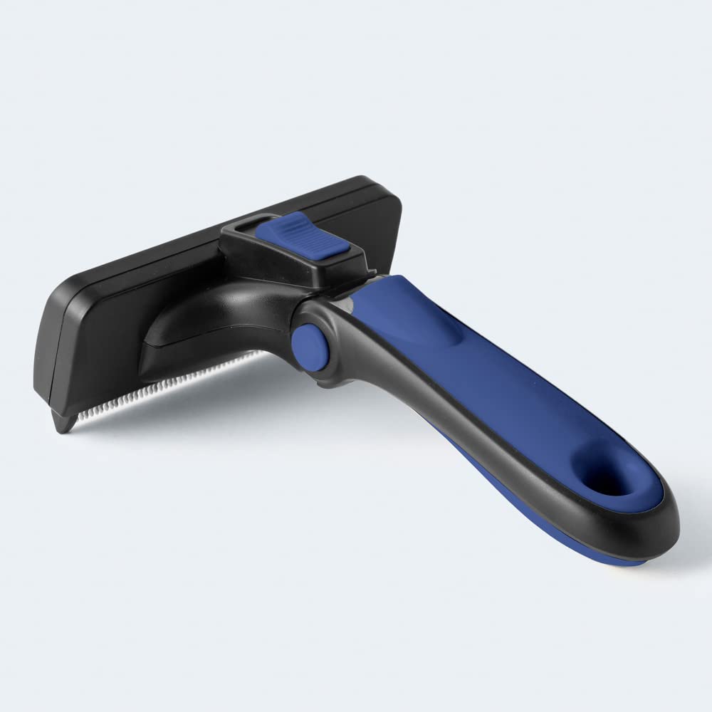 Refuresh Deshedding Dog Brush For Short/Medium Hair (Large,Blue) - Gentle Deshedding Tool For Dogs & Cats - Reduces Shedding, Wi