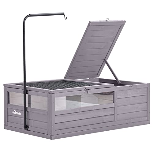 Aivituvin Wooden Tortoise House Large Tortoise Habitat Cage, Indoor Tortoises Enclosure For Small Animals, Outdoor Reptile Cage - Upgraded Weatherproof Bottom