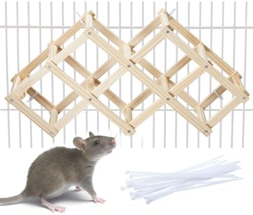 Jevnd Wooden Rat Climbing Toys, Natural Pet Rat Cage Accessories Climbing Ladder, Fancy Rats Enrichment Toys Activities, Hanging