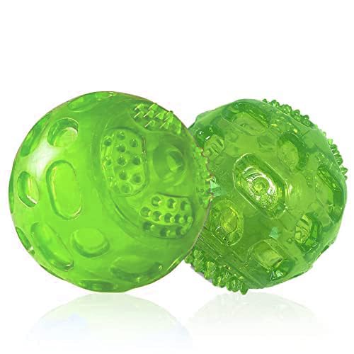 Pjdh 3'' Squeaky Dog Toy Balls For Lagre Medium Breed, Indestructible Dog Balls For Playing, Fetching & Retrieving, Durable Aggr